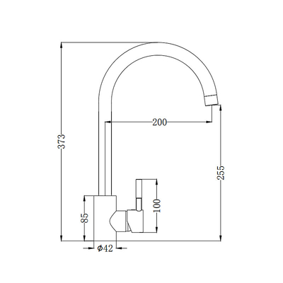 Chrome Single Handle Kitchen Bar Faucet Stainless Steel 373mm