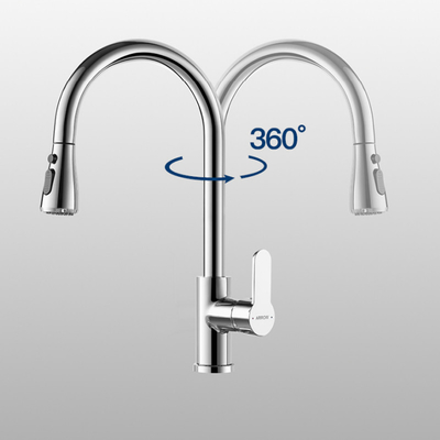 360 Rotating Pull Out Sprayer Kitchen Faucet Polished Surface