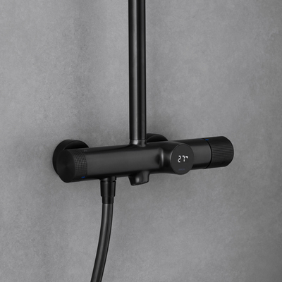 Contemporary Rainfall Shower Head System Bathroom Rain Mixer Shower Combo Set Black