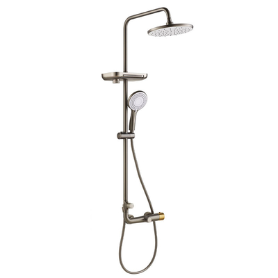 Modern Round Thermostatic Shower Wall Mount Shower Head Grey Color