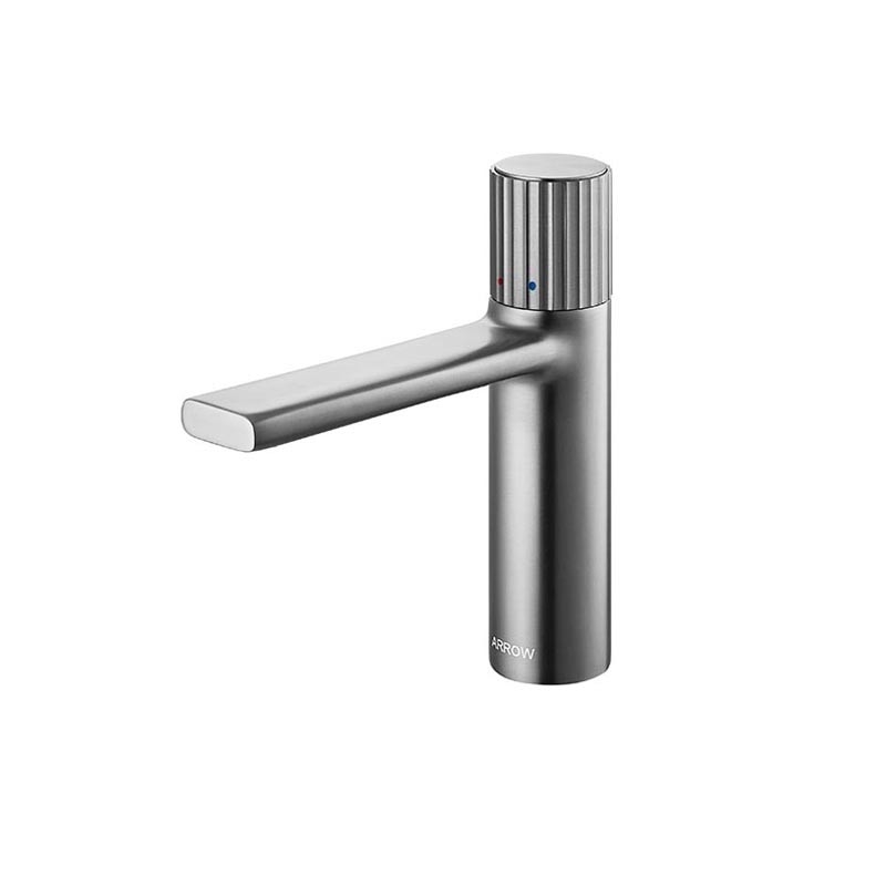 Countertop Mount Hot Cold Water Faucet Brass Basin Mixer Grey